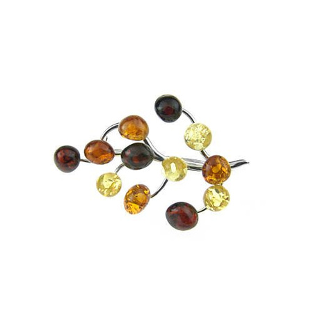 Silver brooch with amber