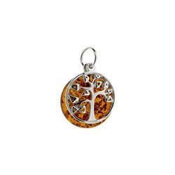 Silver pendant with amber