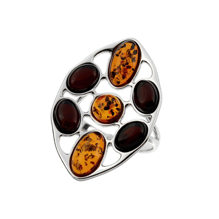 Silver ring with amber