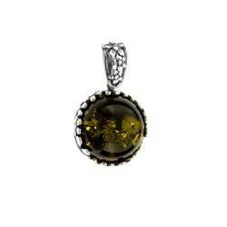 Silver pendant with amber