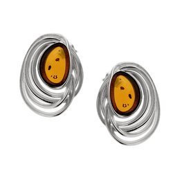 Silver earrings with amber