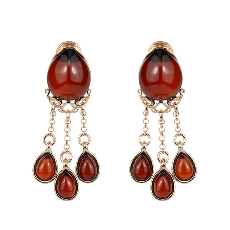 Silver earrings with amber