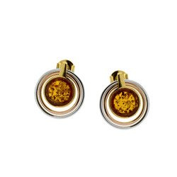 Silver earrings with amber