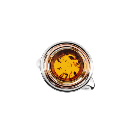 Silver ring with amber