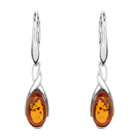 Silver earrings with amber