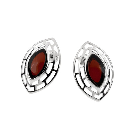 Kolczyki srebrne z bursztynem