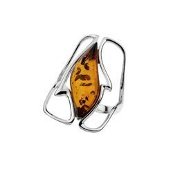 Silver ring with amber