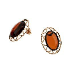 Silver earrings with amber