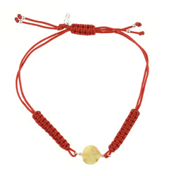 Bransoleta czerwony sznurek z sercem bursztynowym