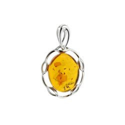 Silver pendant with amber