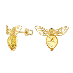 Silver earrings with amber