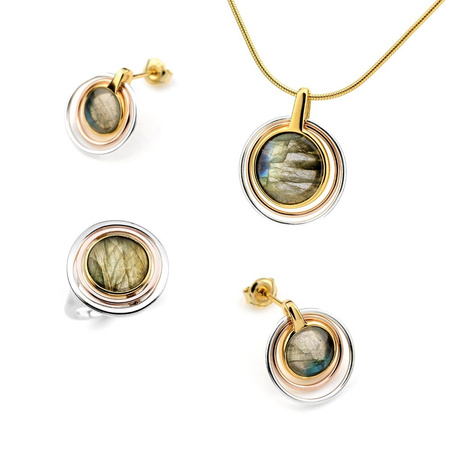 Silver earrings with labradorite
