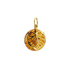 Silver pendant with amber