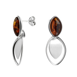 Silver earrings with amber