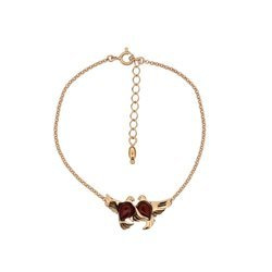 Silver bracelet with amber - doves