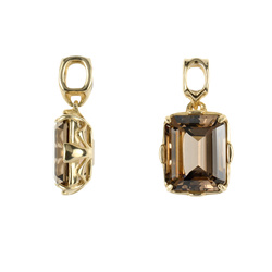 Wisiorek złoty z kwarcem dymnym