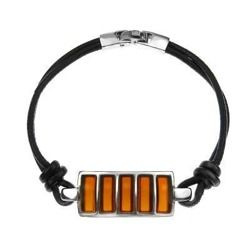 Silver bracelet with amber