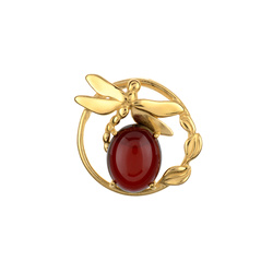 Wisiorek srebrny z bursztynem -ważka