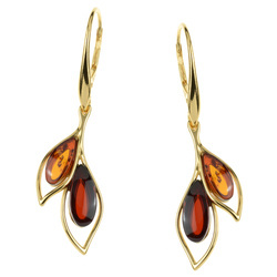 Silver earrings with amber
