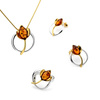 Silver ring with amber