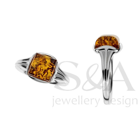Silver ring with amber