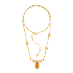 Naszyjnik srebrny z bursztynem - pszczoła