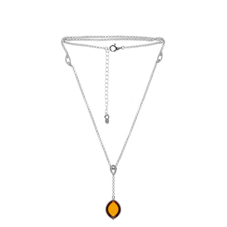 Silver necklace with amber