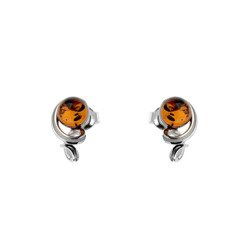 Silver earrings with amber