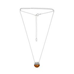 Naszyjnik srebrny z bursztynem