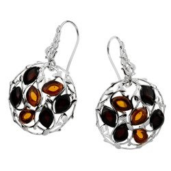 Silver earrings with amber