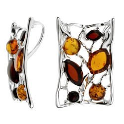 Silver pendant with amber