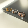 Silver ring with amber - crown
