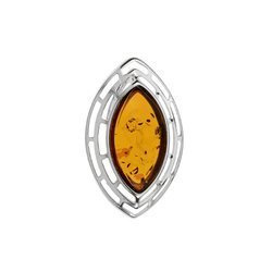 Silver pendant with amber