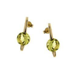Gold earrings with green citrine