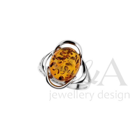 Silver ring with amber