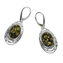 Silver earrings with amber