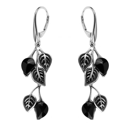 Kolczyki srebrne z czarnym agatem