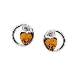 Silver earrings with amber