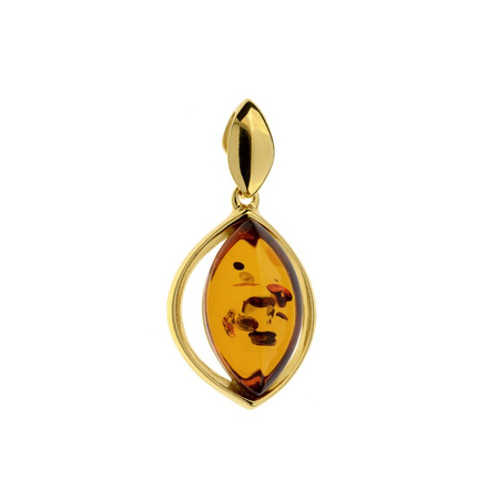 Silver pendant with amber