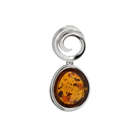 Silver pendant with amber