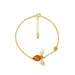 Silver bracelet with amber