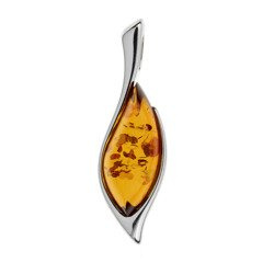 Silver pendant with amber