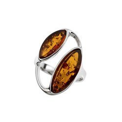Silver ring with amber
