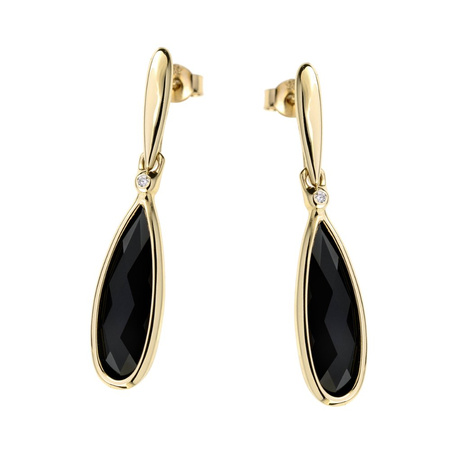 Gold earrings with onyx and diamond