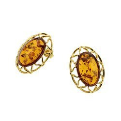 Silver earrings with amber