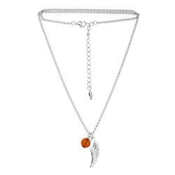 Silver necklace with amber
