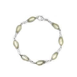 Silver bracelet with prehnit