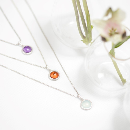 Silver pendant with prehnit