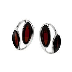 Silver earrings with amber