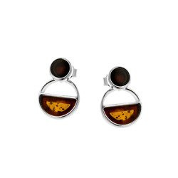 Silver earrings with amber